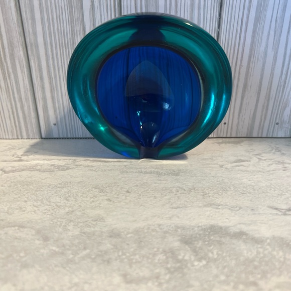 Murano Sommerso Orb Teal & Colbalt Blue Art Glass in the Style of Flavio Poli - Picture 4 of 6